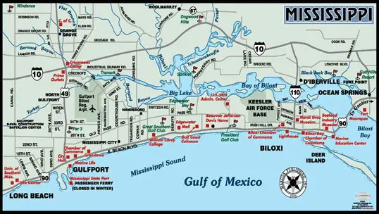 Map Of Biloxi Gulfport Mississippi