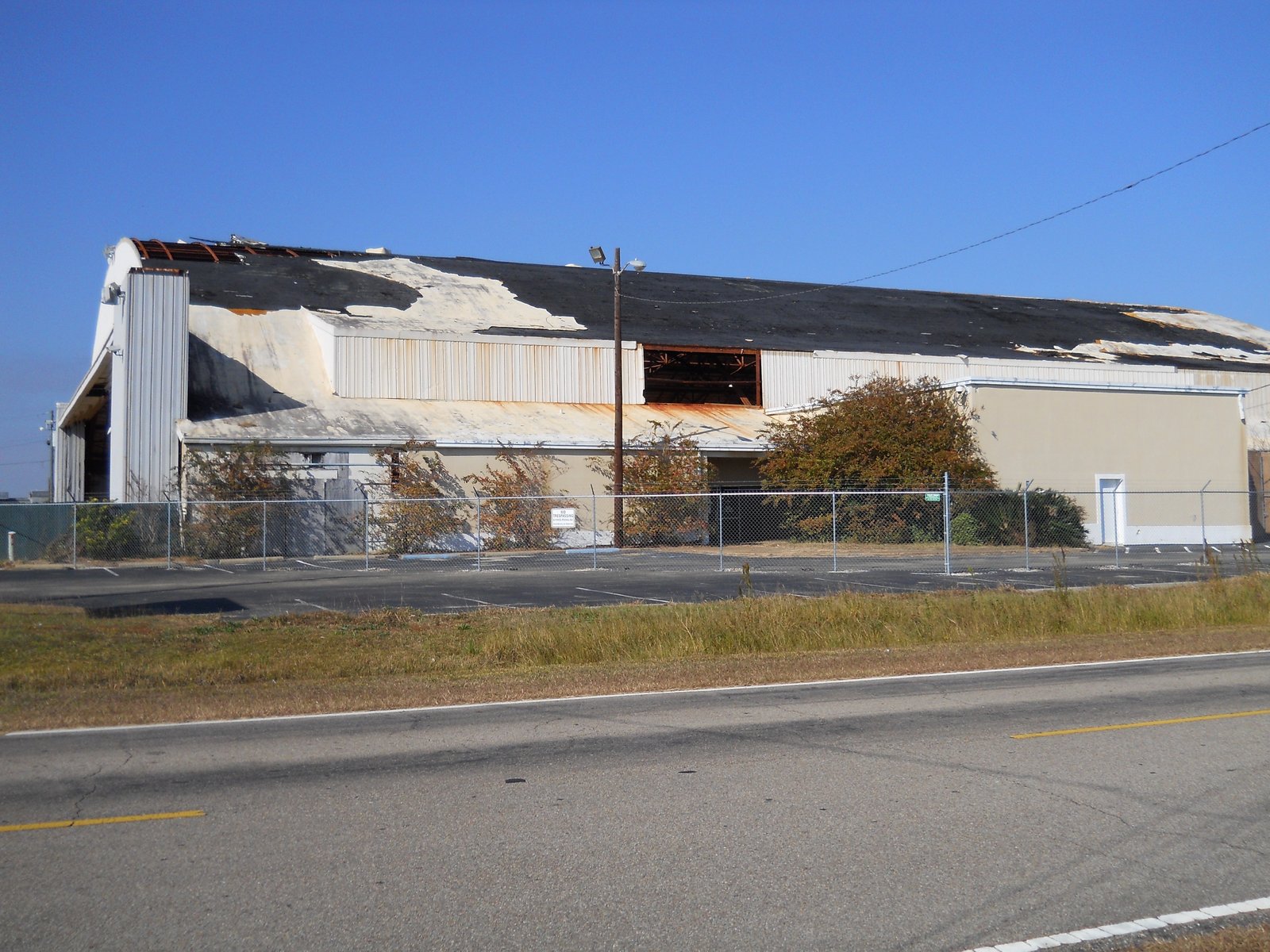 The 1945 hangar still standing on the Gulfport-Biloxi airport grounds, used as the original passenger terminal
