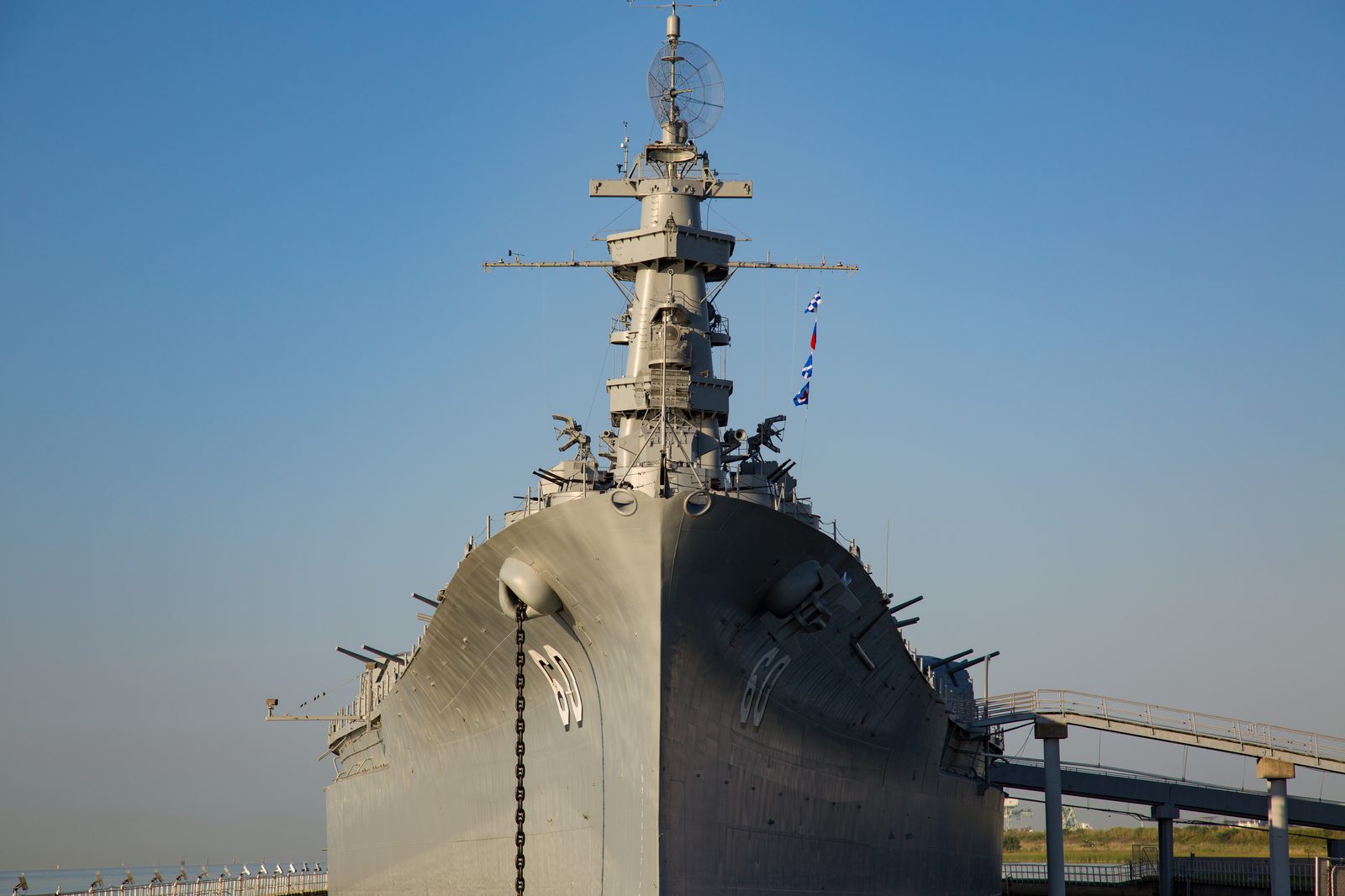 The bow of the USS Alabama battleship at Battleship Memorial Park in Mobile